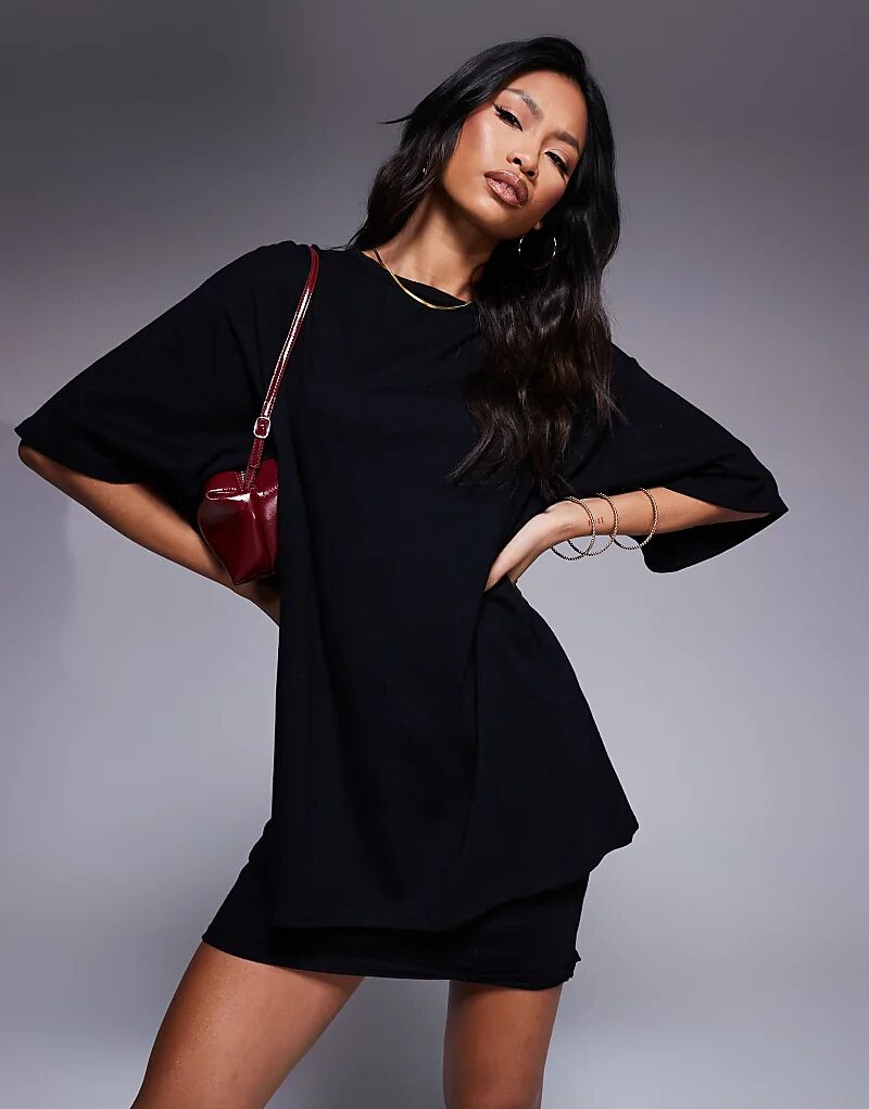 

2 в 1 футболка мини-платье черного цвета ASOS DESIGN