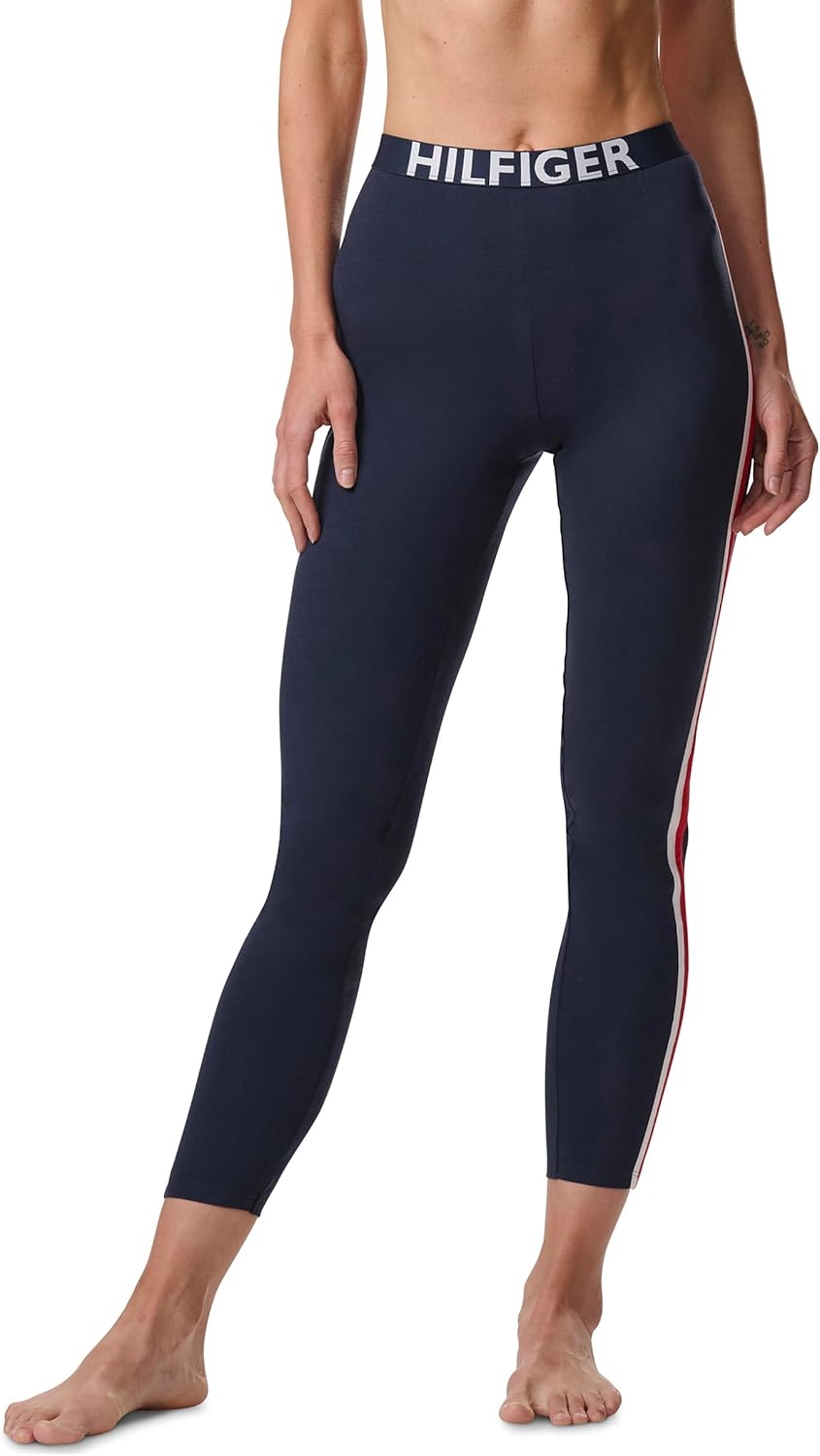 

Женские пижамные леггинсы Tommy Hilfiger в ретро-стиле с графическим логотипом, Navy Blazer Blue With Bright White/Apple Red