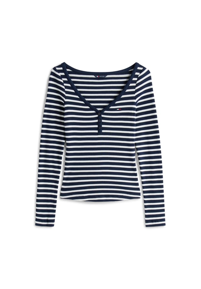 

Рубашка с длинными рукавами и воротником-хенли Tommy Jeans, цвет 0a6 night