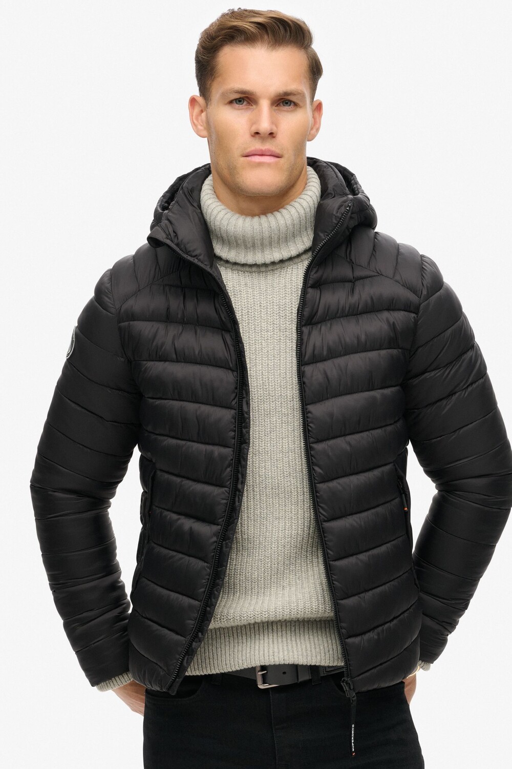 Спортивная куртка стеганое пальто Fuji с капюшоном Superdry, черный — фото 2