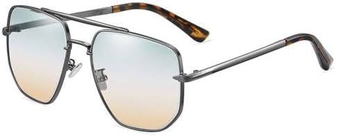 

Модные солнцезащитные очки большого размера для женщин в металлической оправе, многоугольные солнцезащитные очки с защитой UV400, винтажные очки для мужчин MTZJH, Gun-green