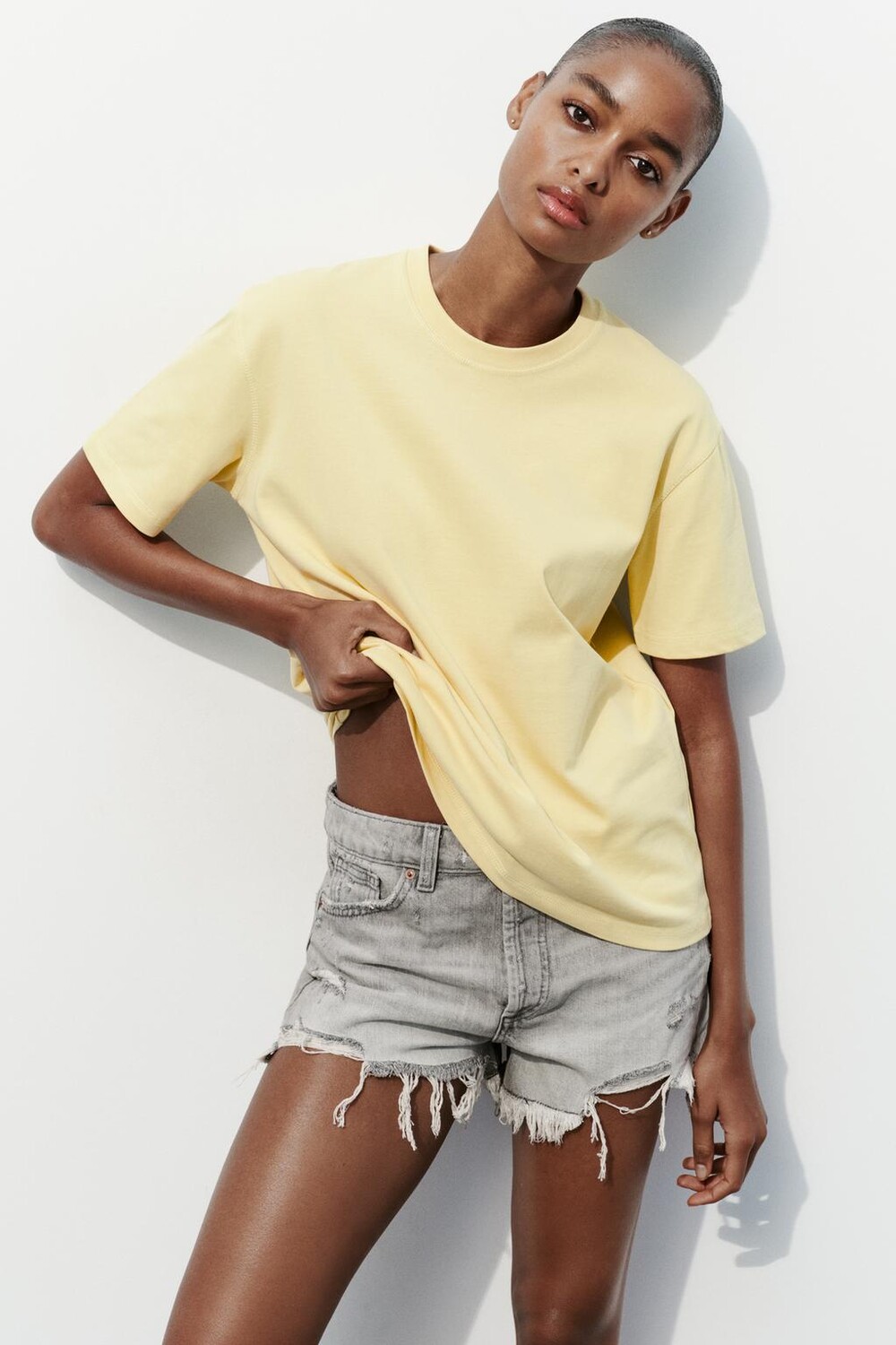 

Футболка из плотного хлопка ZARA, желтый