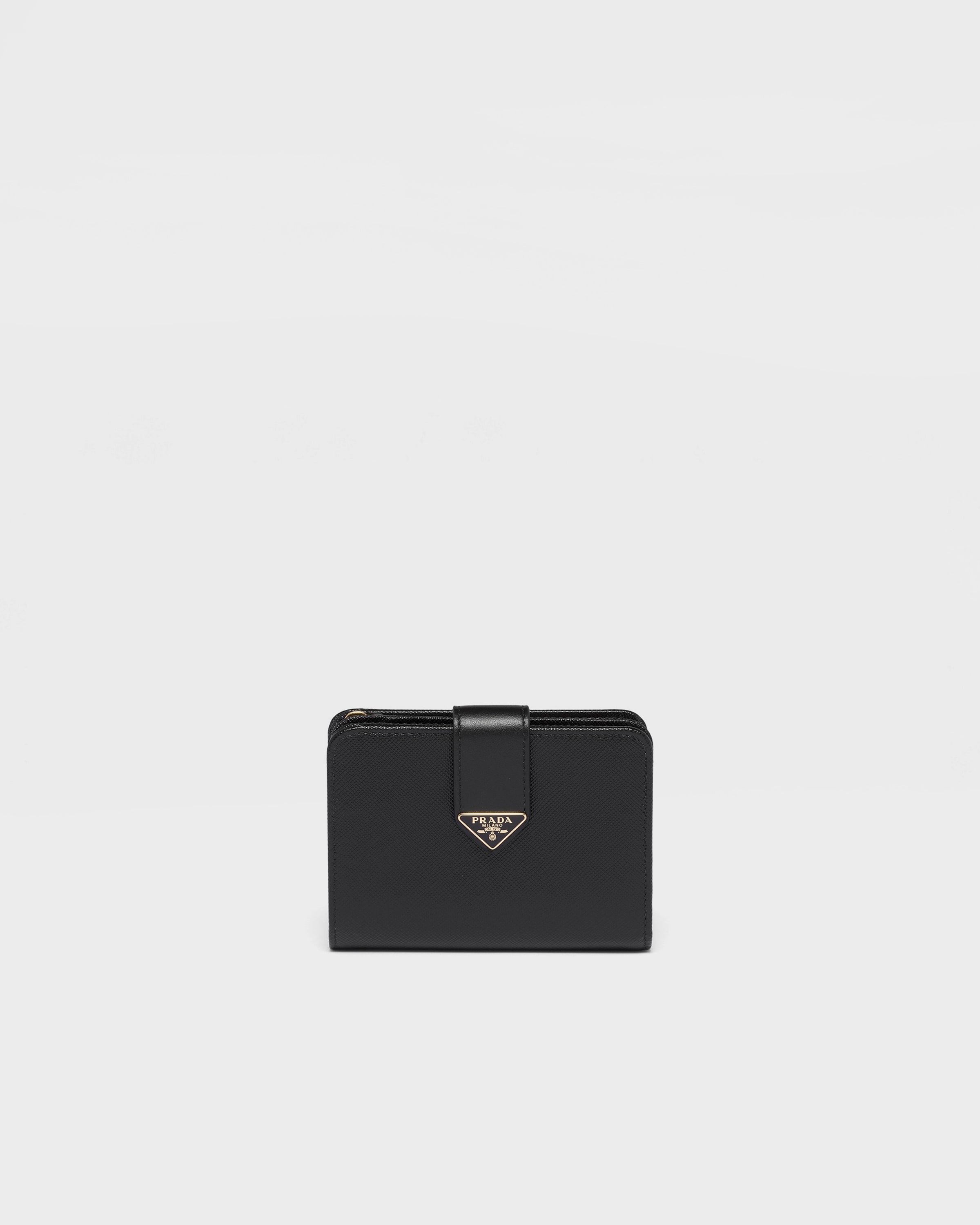 

Маленький кошелек из сафьяновой и гладкой кожи Prada, черный
