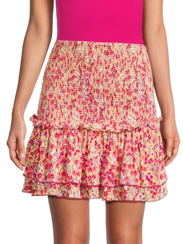 

Многоярусная мини-юбка со сборками Poupette St Barth, цвет Pink Multicolor