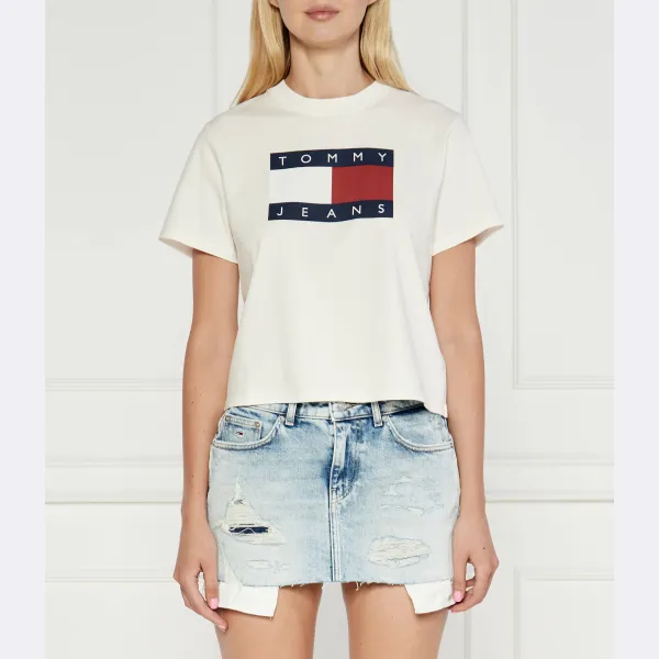 

Укороченная футболка Tommy Hilfiger, экрю