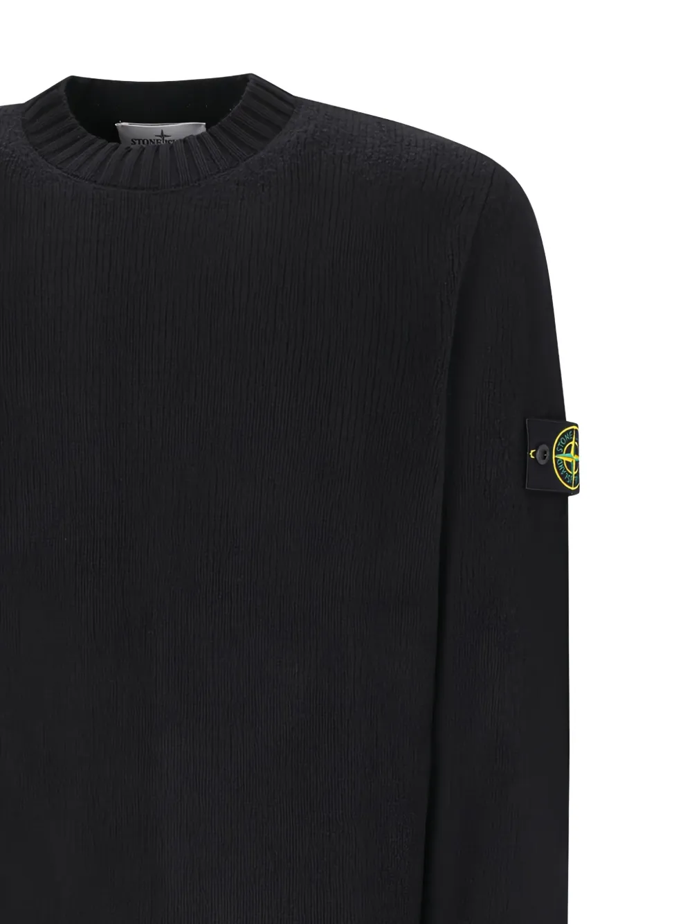 Свитер с круглым вырезом и значком компаса Stone Island, черный — фото 3