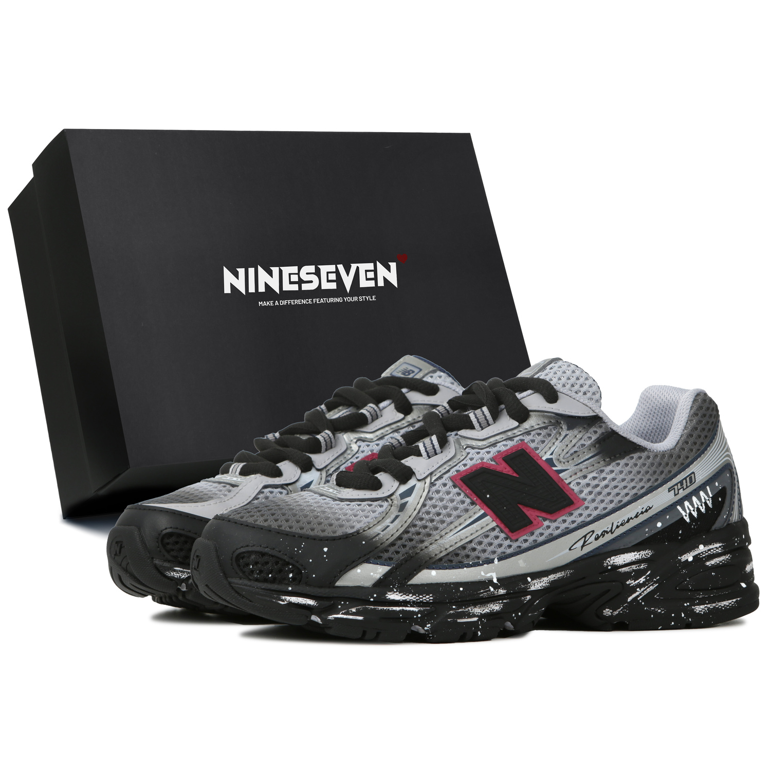 

NB 740 нескользящие износостойкие низкие детские повседневные кроссовки Meteorite Gray для подростков New Balance, серый