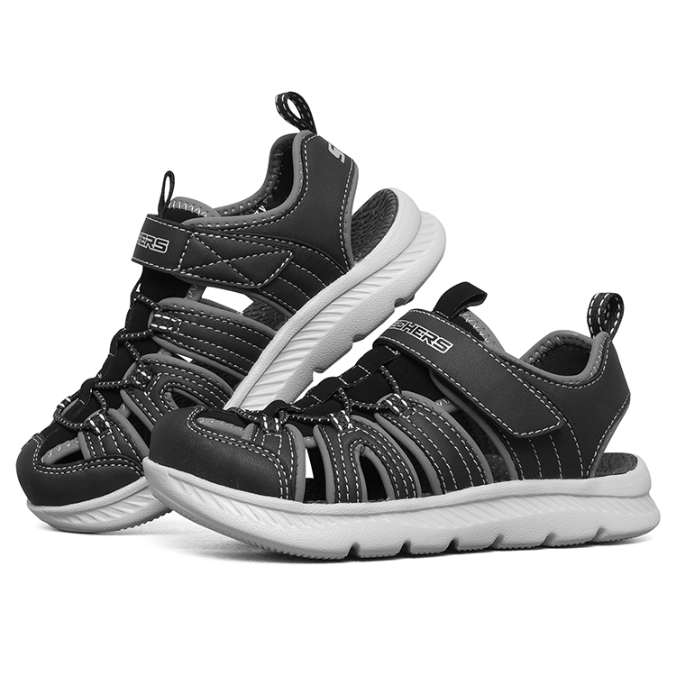 Skechers Сандалии C Flex, износостойкие, дышащие, детские, черно-серые, подростковые — фото 3