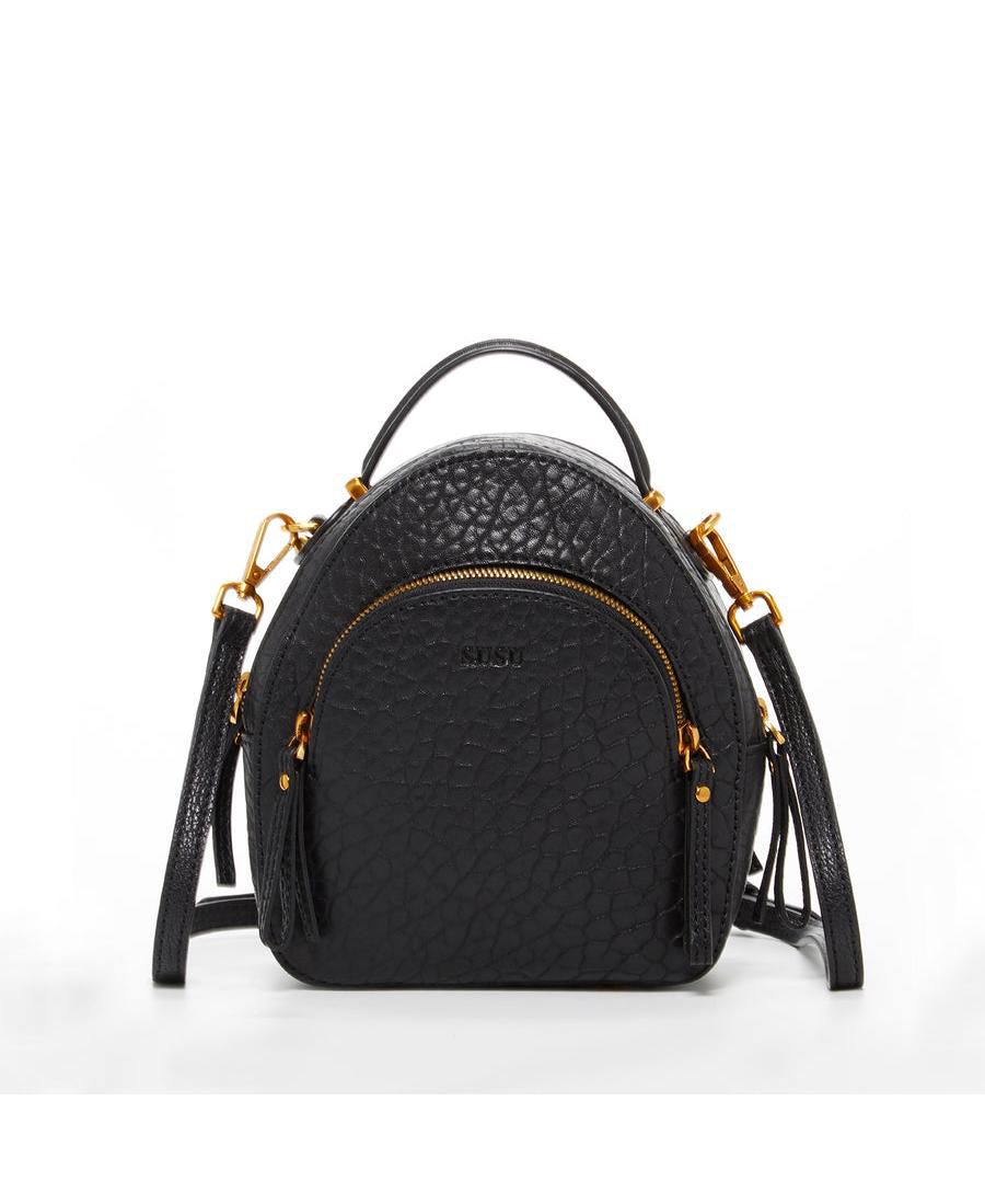 

Маленькая черная кожаная сумка-рюкзак для женщин, трансформируемая сумка через плечо, женская сумочка SUSU, Black