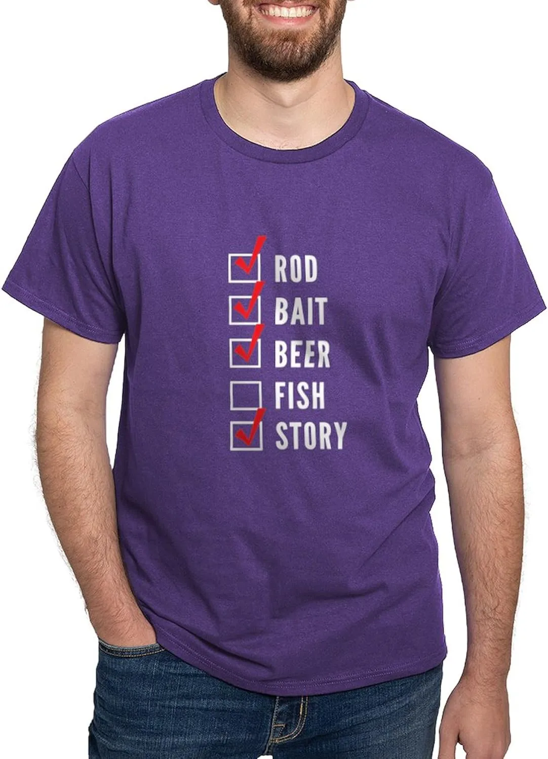 

Футболка мужская Fishing Checklist, 100% Cotton, Classic Graphic, White CafePress