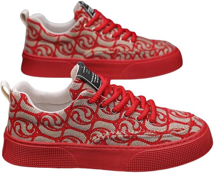 

Мужские модные кроссовки уличного стиля для скейтборда, дышащие, удобные, с подошвой EVA, с шнуровкой, против скольжения, для активного отдыха на открытом воздухе Hhhchpm, красный