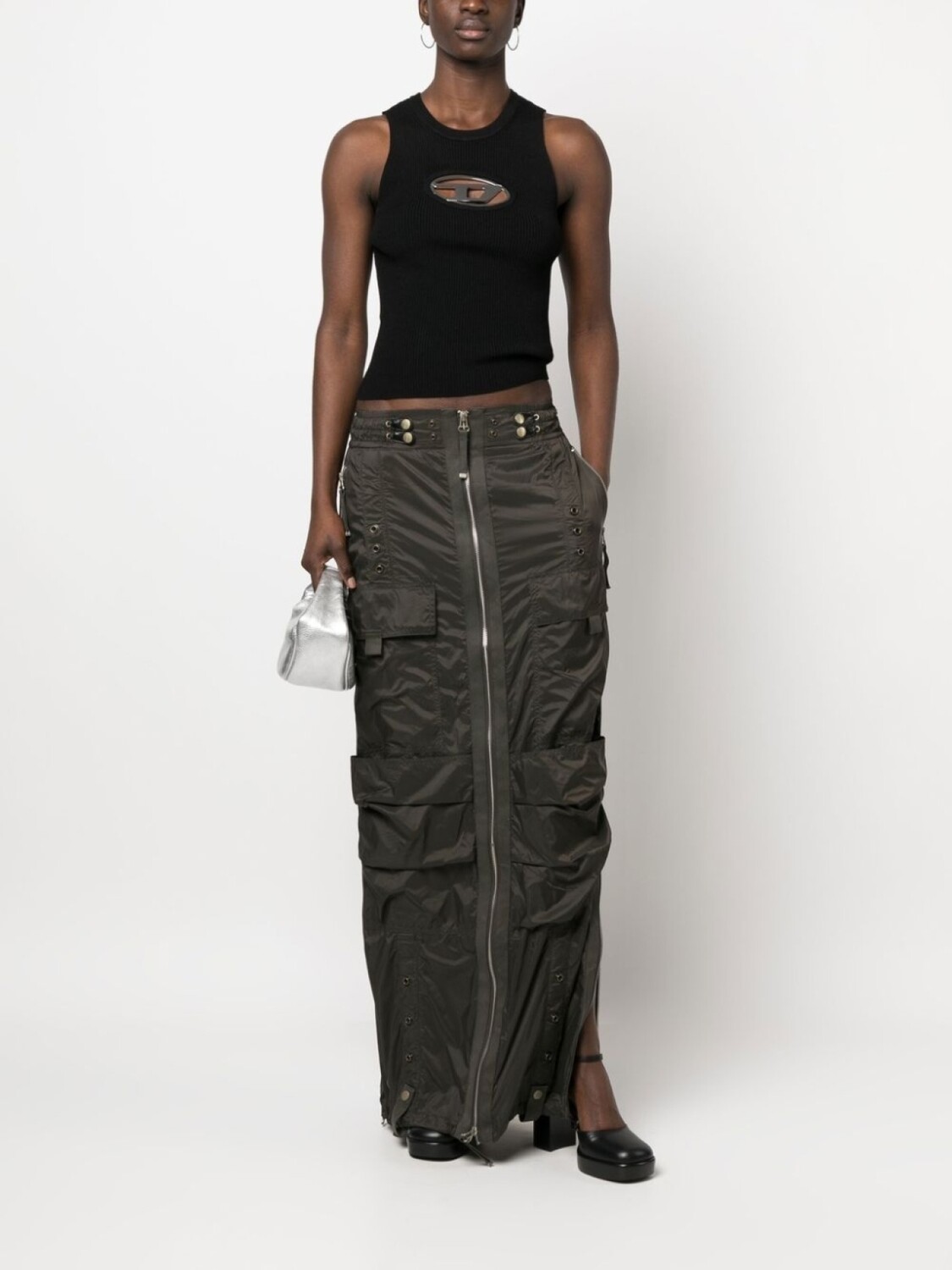 

Diesel юбка макси O-Crep с карманами карго, зеленый