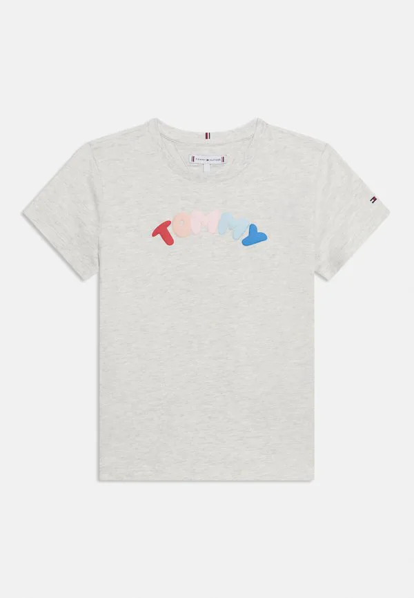 Футболка с круглым вырезом и текстурированным логотипом Tommy Hilfiger, Light Grey Heather — фото 3