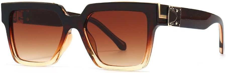 

Ретро квадратные разноцветные женские солнцезащитные очки класса люкс с градиентным зеркальным покрытием и защитой от УФ-излучения UV400, модные мужские солнцезащитные очки HYYZZC, Brown Tea Gradient