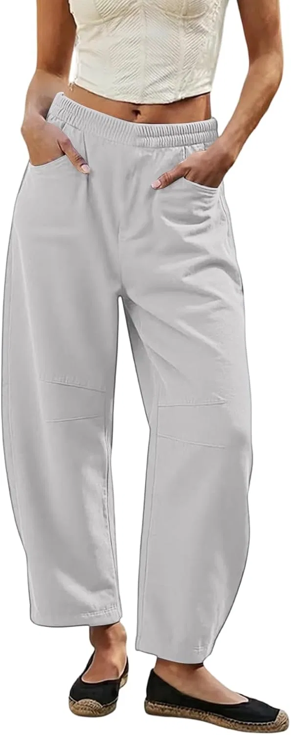 Штаны мешковатые с высокой талией, Light Gray