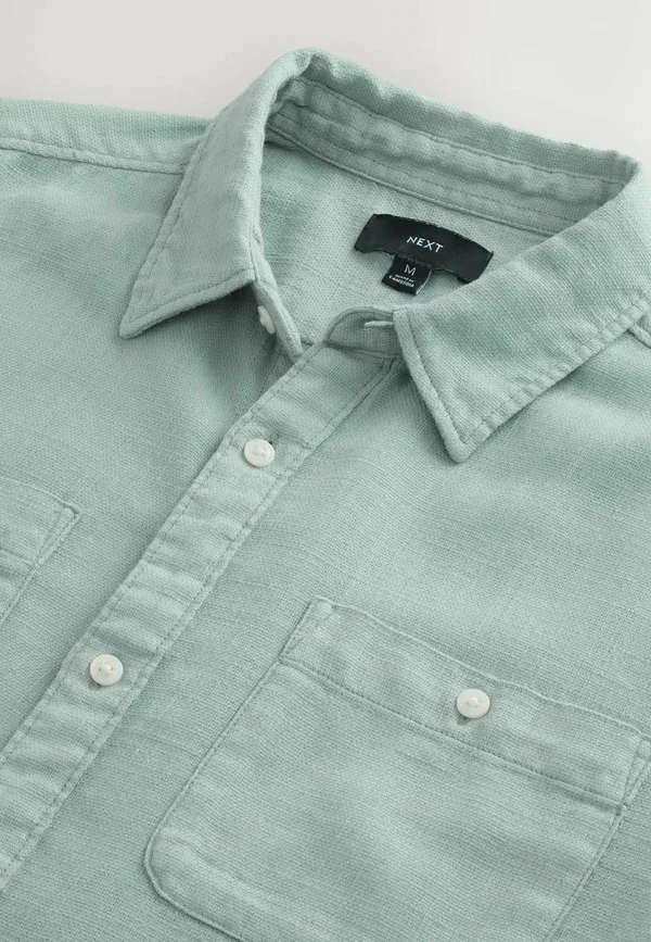 Рубашка Next Regular fit textured short sleeve shirt, синий — фото 2