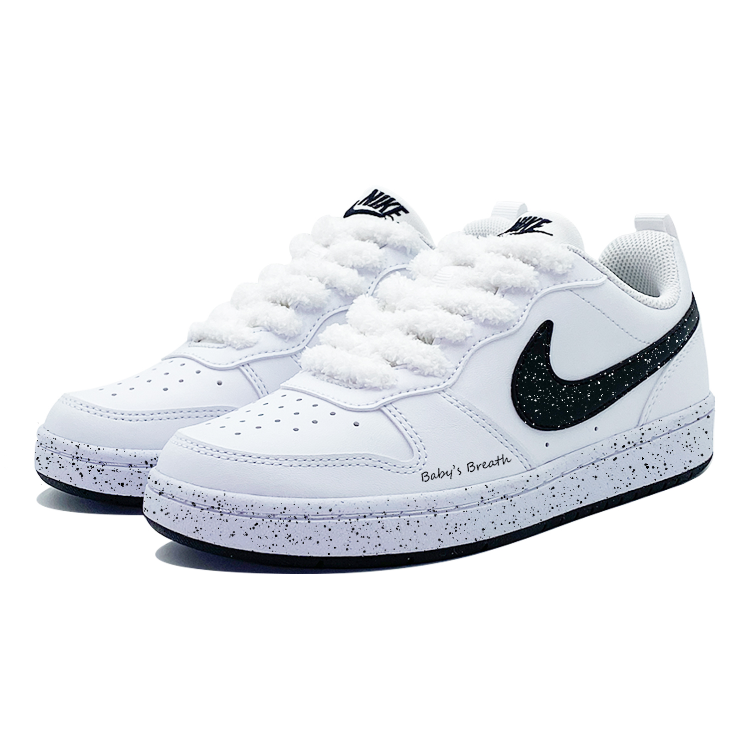 Nike Court Borough Starry Sky Synthetic Leather Low top Kids' Skateboarding Shoes White Teenagers — фото 4