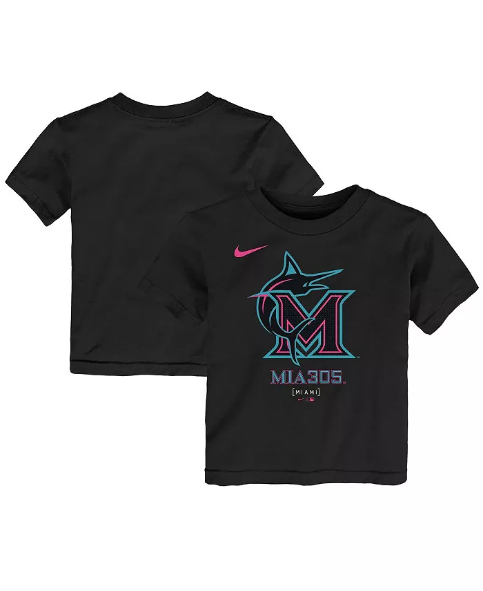 

Футболка для малышей Miami Marlins 2025 City Connect, черная Nike