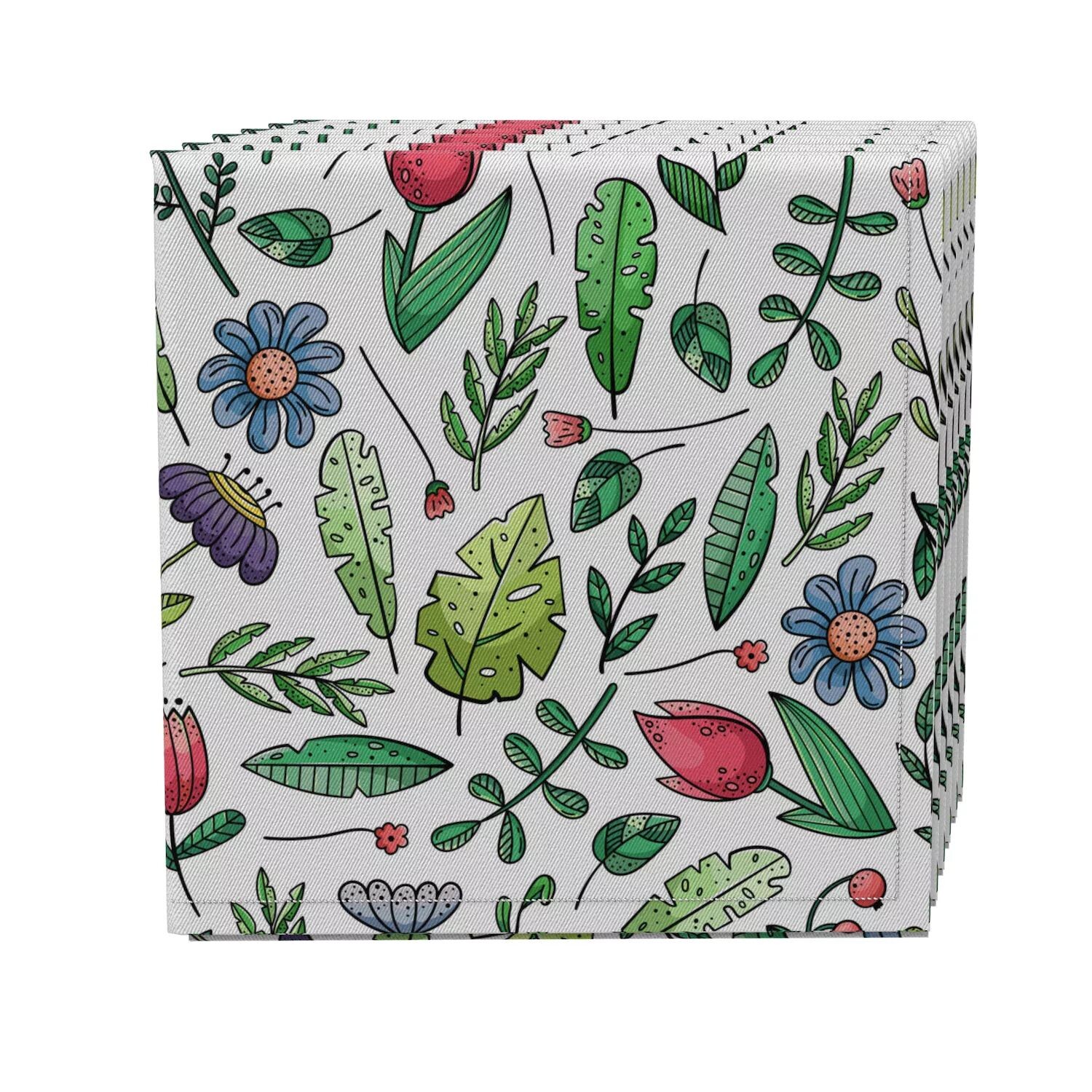 

Набор салфеток из 4 шт., 100% хлопок, 20x20 дюймов, Leaves and Flowers Garden