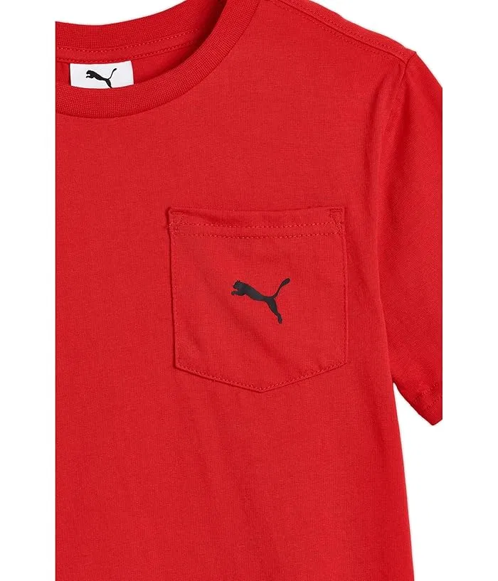 Детский комплект футболка с карманом и шорты Pocket T-shirt & Fleece Short Set PUMA Kids, Blue Jewel/Fierce Red — фото 3