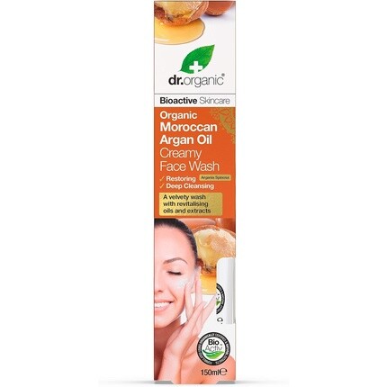 Крем для лица Dr Organic — Органическое марокканское масло для умывания с аргановым маслом, 150 мл — фото 2