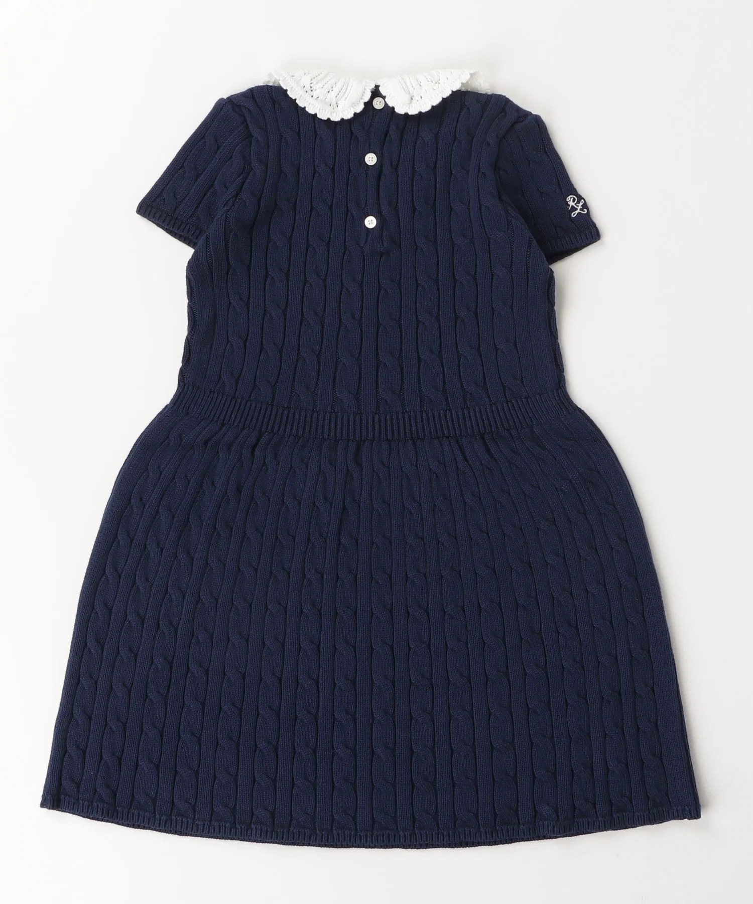 Детское хлопковое платье POLO RALPH LAUREN CHILDRENSWEAR тёмно-синее — фото 4