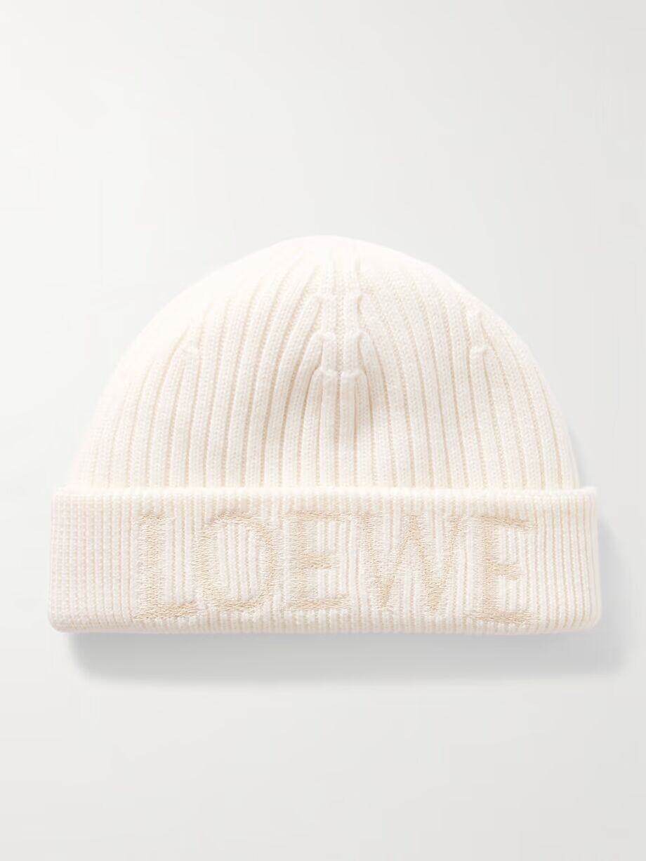 

Шапка из шерсти с вышивкой Loewe, белый