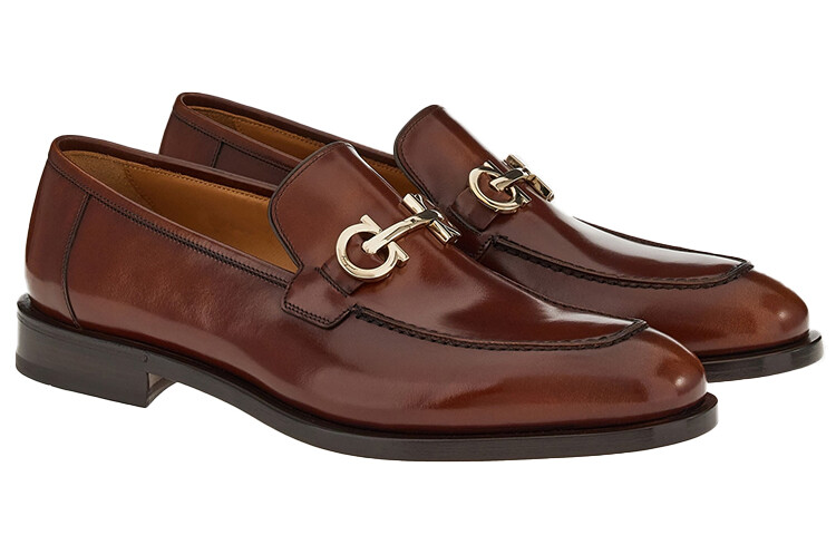 Кожаные мокасины с бляшкой Gancini Ferragamo — фото 2
