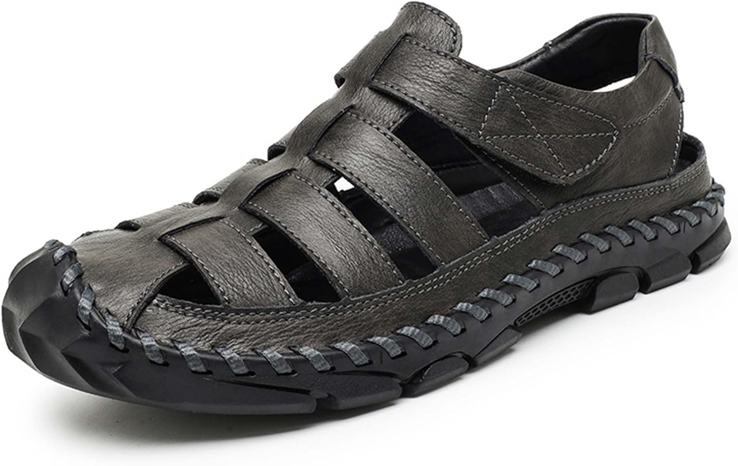 

Мужские сандалии с закрытым носком, дышащие, с вырезами, повседневные спортивные сандалии, летние сандалии для походов и альпинизма, кожаные сандалии для прогулок на улице, вождения, пляжа и плавания Generic, серый