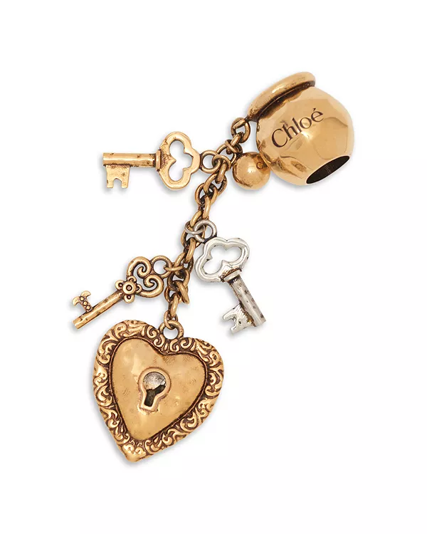 

Брелок в виде ключа и замка в форме сердца для сумки Chloé, золотой