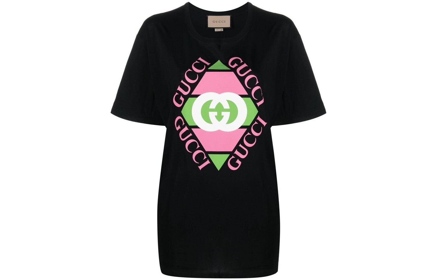 

Футболка женская Gucci, черный / розовый / зеленый