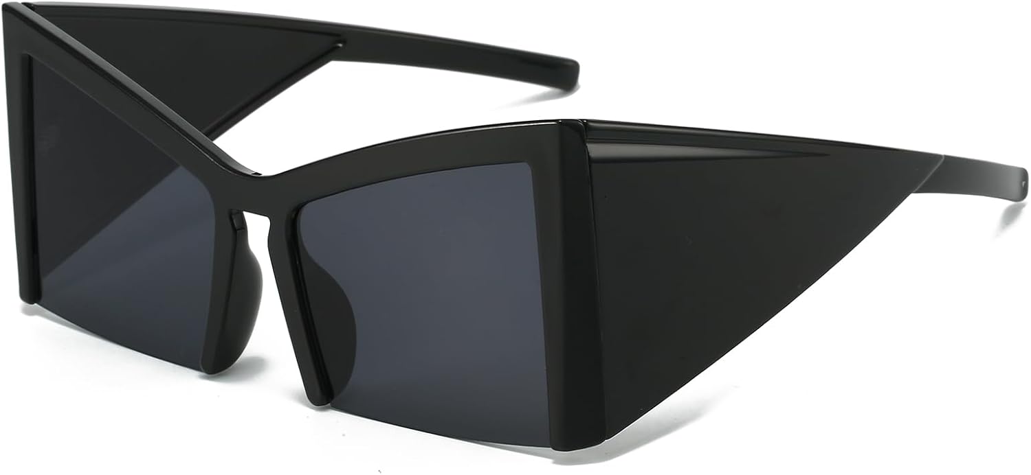 

Модные солнцезащитные очки YAMEIZE увеличенного размера «кошачий глаз» — стильные квадратные солнцезащитные очки с защитой UV400 для женщин и мужчин, для активного отдыха и вождения на открытом воздухе, Black Grey