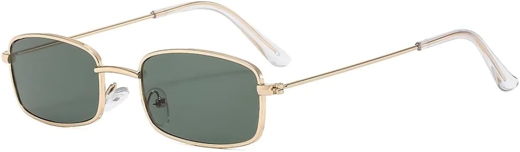 

Солнцезащитные очки для мужчин и женщин - защита UV400 - маленькая оправа, металлические петли, градиентные линзы, для занятий спортом на открытом воздухе и вождения DSVIGF, Gold Green