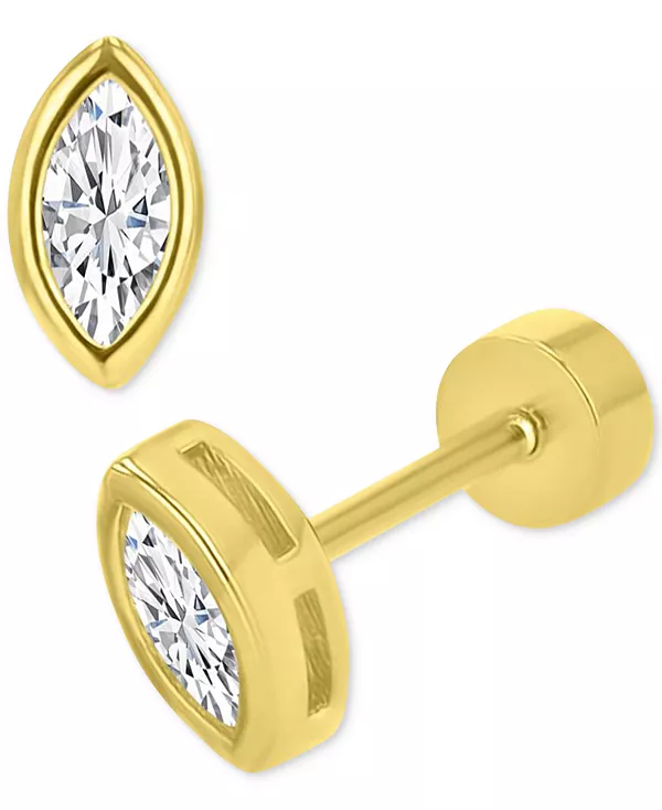 

Серьги-Гвоздики с завинчивающейся оправой в форме маркиза из кубического циркония из стерлингового серебра с покрытием из 14-каратного золота Macy'S, gold