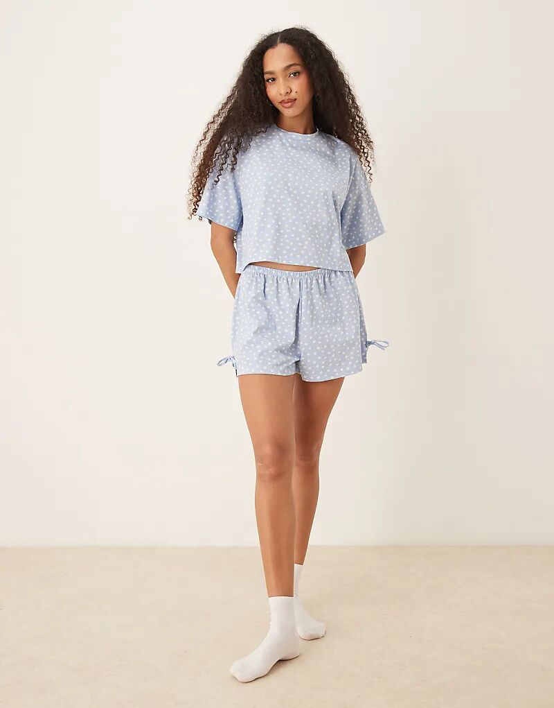 

Пижамные шорты ASOS DESIGN Mix & Match с синим ромашковым принтом