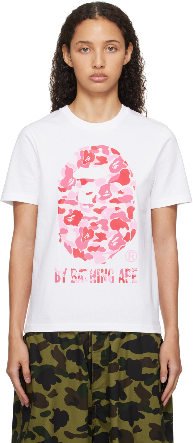 

Белая футболка ABC Camo BAPE, White x pink