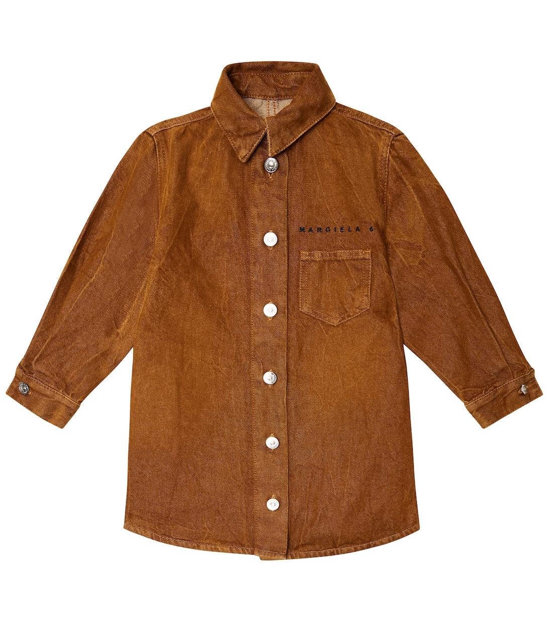 

Платье-рубашка из денима MM6 Maison Margiela Kids, Vintage Brown