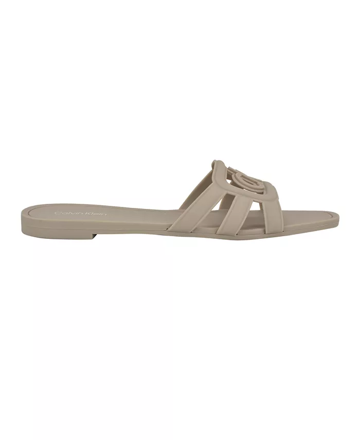 Женские сланцы Yoana Logo Slip-On Jelly Flat Calvin Klein, коричневый/бежевый — фото 2