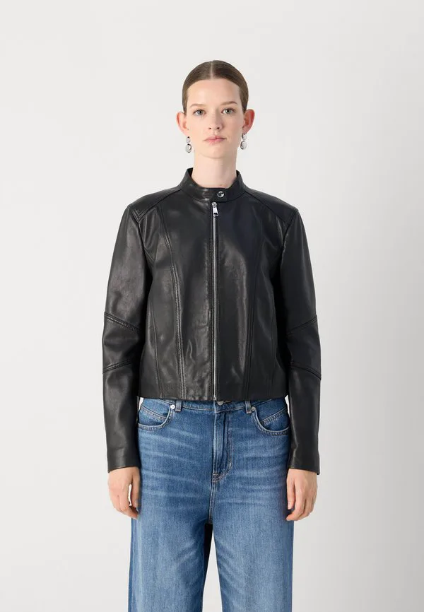 Кожаная куртка saleste Boss, Black — фото 3
