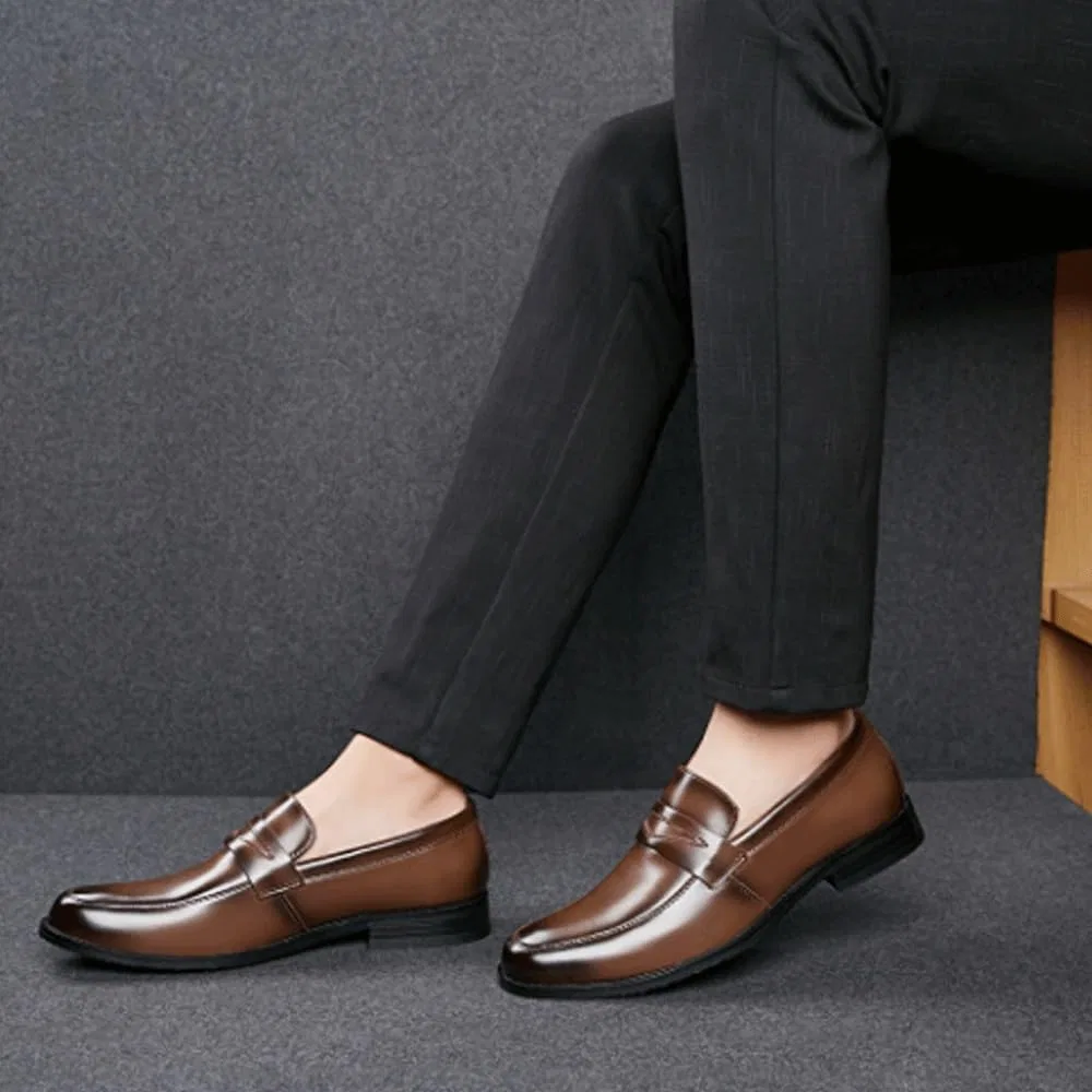 Лоферы мужские из водонепроницаемой кожи, модель Dress Shoes, коричневый UOPYNE — фото 4