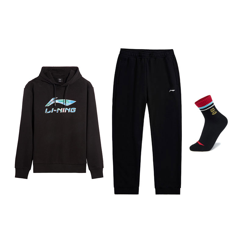 

Li Ning Casual Sportswear Men's Li-Ning, черный top+черный pants (includes socks)