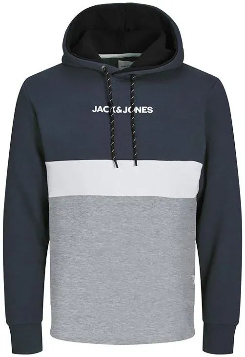 

Толстовка Jack & Jones PlusSize с капюшоном "JJEREID BLOCKING SWEAT HOOD NOOS PLS", синий