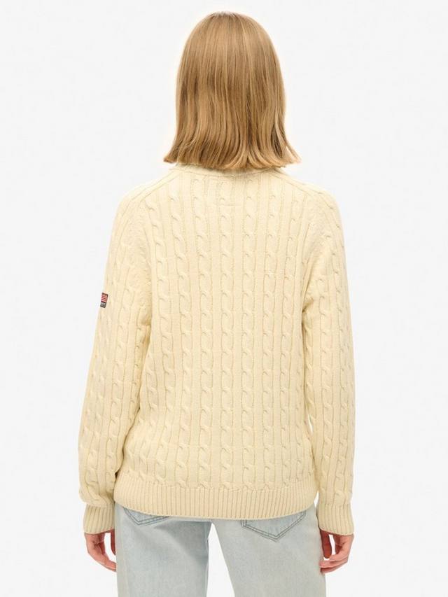 Свободный свитер с кабельным узором и воротником-хомутом Superdry, Natural White — фото 2