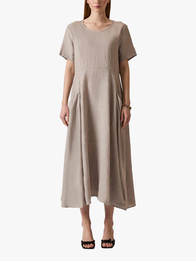 

Платье из чистого льна с карманами James Lakeland, Taupe