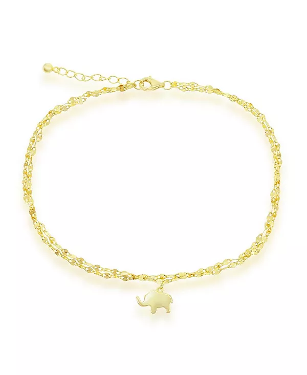 

Двойная серебряная зеркальная цепочка с браслетом на лодыжку в форме слона Simona, gold