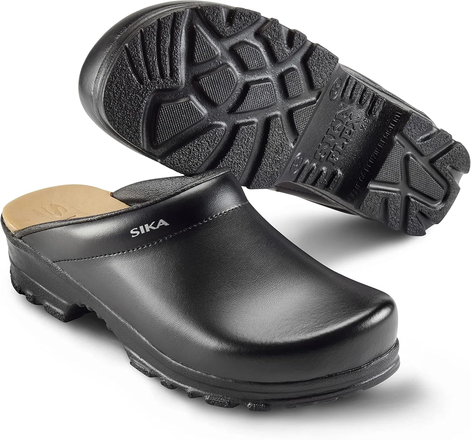 Сабо SIKA Unisex Flex offener, rutschfeste PU-Laufsohle, bequeme Schuhe für medizinisches Personal,weiches LBS-Fußbett, Permair-Leder,stoßdämpfender Clog für Industrie, Küche (HORECA) Arbeit & Freizeit, Black — фото 3