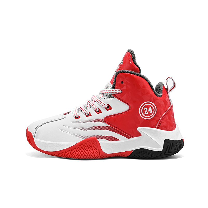 

Детские баскетбольные кроссовки Mid Top для детей 3-7 лет CAMKIDS, белый красный fleece-lined