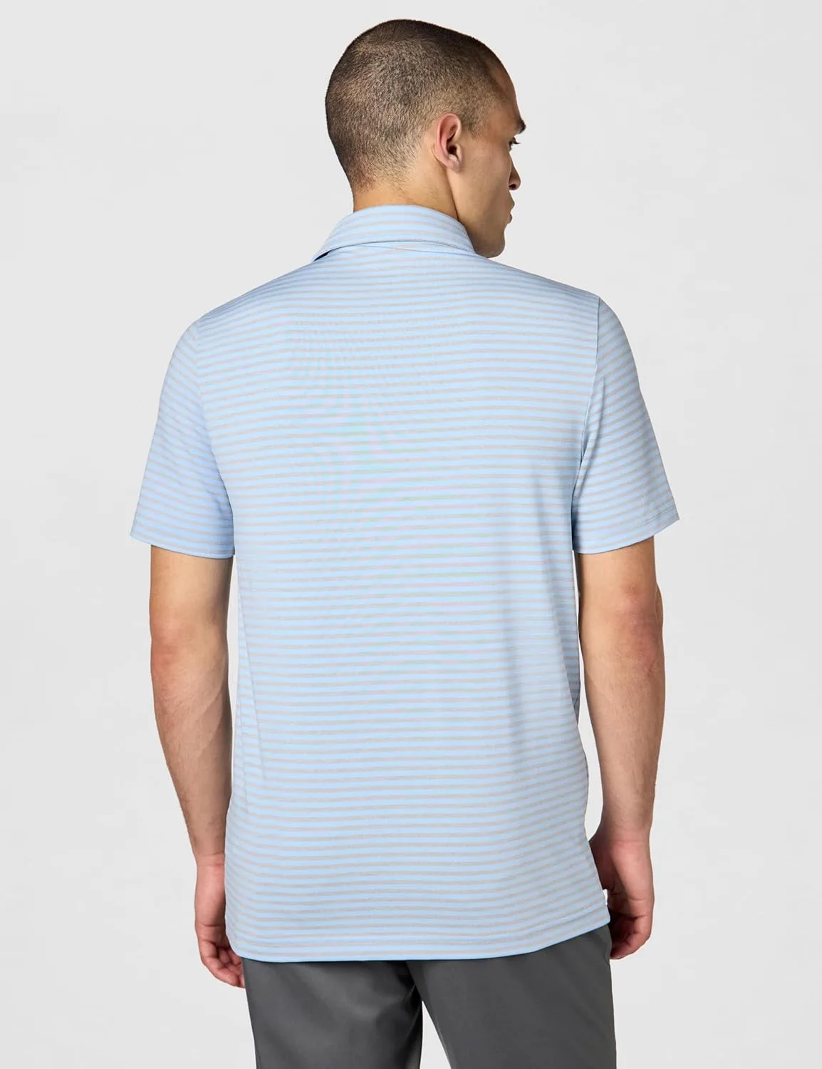 Мужская рубашка-поло Lacoste, стандартный крой, защита от УФ-излучения, синий/серебристый — фото 3