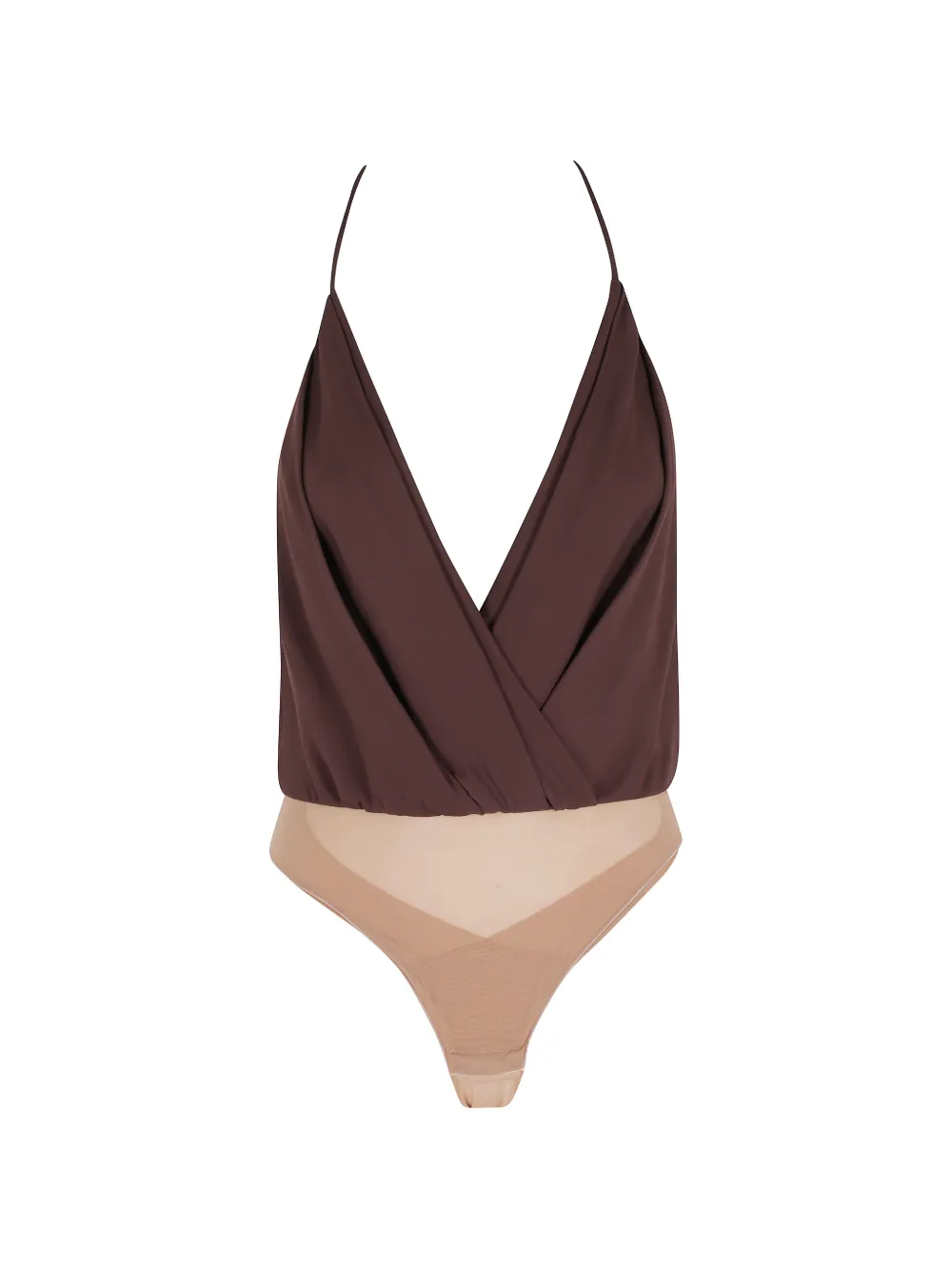 

Топ из креп-шифона с V-образным вырезом и тонкими бретелями Elisabetta Franchi, коричневый