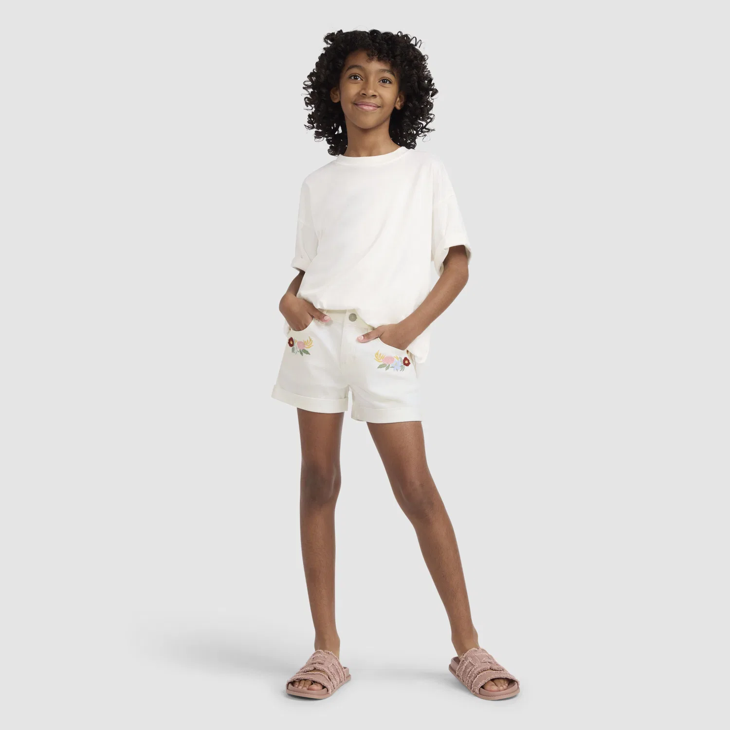 Вышитые шорты "Девочка подруга" для девочек 7-16 лет Levi's, Antique White — фото 3